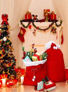 1 pièce Grand sac du Père Noël en velours avec cordon à coulisse, sac à cadeaux du Père Noël de 70x50 cm pour la décoration de Noël, cadeaux pour adultes et jouets