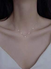 GAGAFEEL 1 Peça Colar Simples E Fashionable De Prata S925 Com Diamante Único De Pedra Cz, Acessório De Presente Para Mulheres