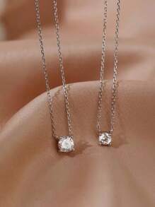GAGAFEEL 1 Peça Colar Simples E Fashionable De Prata S925 Com Diamante Único De Pedra Cz, Acessório De Presente Para Mulheres