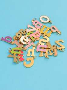 1入組彩色油滴效果字母吊墜鈦鋼項鍊 - 彩色 - 查看 3