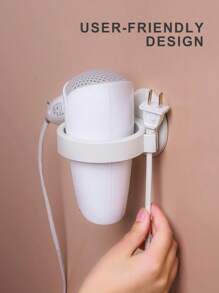 1入壁掛式浴室吹風機架,免打孔,簡約款式,帶有儲物架的吹風機架