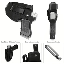 1 szt. Kabura pistoletowa 9 mm, pistolet nie jest dołączony. Odpowiedni zarówno dla mężczyzn, jak i kobiet, z kieszenią na czasopisma do ukrytego noszenia IWB/OWB. Kabura Premium przeznaczona do broni palnej subkompaktowej - Wewnętrzny pasek w talii do ukrytego noszenia - Idealny zarówno dla mężczyzn, jak i kobiet - Zawiera akcesoria myśliwskie i strzeleckie. Ukryta kabura na pas, odpowiednia zarówno dla mężczyzn, jak i kobiet, kompatybilna z pistoletami takimi jak Ruger, SIG SAUER, Beretta, 1911 i innymi. Działa jako kabura pistoletowa, osłona broni palnej, broń