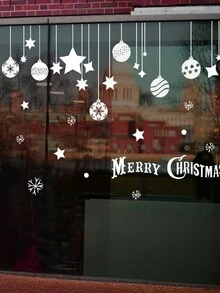 1pc Christmas Decorative Window Electrostatic Sticker For Shopping Mall Window Glass Scene Decoration Ornament, Halloween, Halloween Decoration - White - View 2