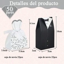 50pz Dulceros Para Boda, Cajitas Cajas Novios, Dulces - Rojo - Ver 4