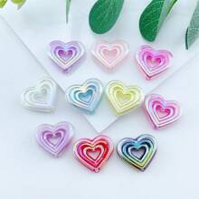 10 顆壓克力 Ab 顏色愛心型 Diy 珠寶珠,顏色隨機