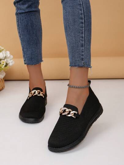 Women's Breathable Sports Shoes With Chain Decoration
