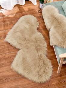 1入組素色心形長毛絨極簡亞克力防滑地毯 - 卡其色 - 查看 11