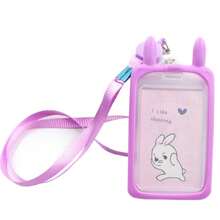 1 Miếng Phim hoạt hình dễ thương Mèo Ví thẻ Ngân hàng Danh tính Xe buýt Thẻ căn cước Tay áo Loại vỏ Với Có thể thu vào Dây buộc Che phủ Loại vỏ Trẻ em Qủa tặng - Màu tím - Xem 2