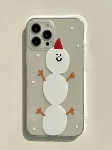 1pc Transparent Christmas Snowman Phone Case Compatible With Apple Iphone - Multicolor - View 8