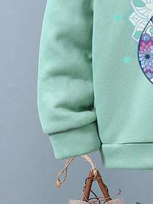 Nhỏ bé Cô gái Con cáo Mẫu In Ấm áp Hoodie Và Quần thể thao - màu xanh lá - Xem 4