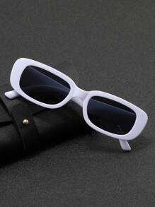 1 par de gafas de sol cuadradas de moda para hombres, gafas protectoras contra rayos UV para exteriores - Blanco - Ver 1