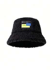 1入組男士溫暖的羊毛針織漏斗帽，簡約的盆帽適合戶外活動 - 黑色 - 查看 4