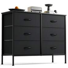 Sweetcrispy Dresser For Bedroom, 6 Drawers Dressers And Chests Of Drawers, TV Stand For Bedroom With Fabric Drawers, Kids Dresser Fabric Storage Dresser For Living Room