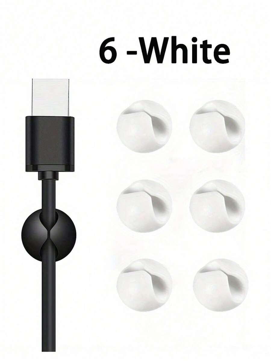 6入組電纜夾,桌面電纜收納座,膠粘電纜整理器,床頭櫃充電器座,牆面、汽車和辦公室電纜管理配件,適用於商務、旅行、學校、大學、辦公室