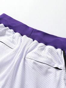 Pantalones Cortos De Baloncesto Legendarios Para Hombre Con Bordado Y Bolsillos Con Cremallera - Blanco - Ver 5