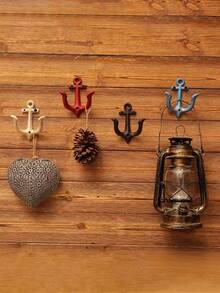 1pc復古鐵製錨鉤,粗糙質感鐵藝裝飾品,適用於牆面裝飾、咖啡店和商店櫥窗裝飾和拍攝道具 - 彩色 - 查看 1