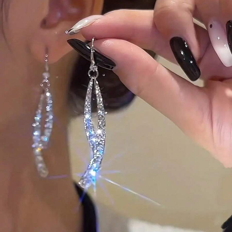 1 對閃亮吊墜時尚女士耳環、吊飾首飾,適合送禮