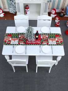 1pc Christmas Knitted Table Runner, Creative Long Striped Coffee Table Cloth Placemat, Home Decoration For Christmas