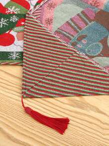 1pc Christmas Knitted Table Runner, Creative Long Striped Coffee Table Cloth Placemat, Home Decoration For Christmas