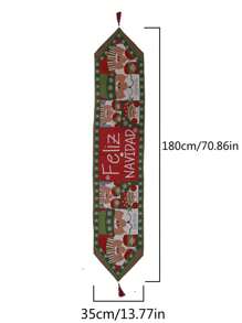 1pc Christmas Knitted Table Runner, Creative Long Striped Coffee Table Cloth Placemat, Home Decoration For Christmas