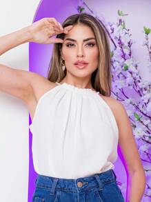 Blusa de Regata Duna Feminina estilo fashion - Branco - Visão 3