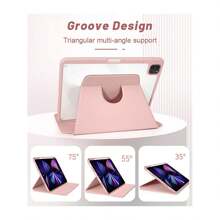 720 度旋转保护支架保护套透明背面带铅笔架兼容 iPad Pro1/2/3/4/5/6 代 11 英寸 12.9 英寸 iPad Air4/5 代 iPad10 代 10.9 英寸 iPad7/8/9 代 10.2 英寸 iPad Air1/2 iPad5/6 代 9.7 英寸支架三折保护套带柔软 TPU+透明 PC 外壳防弯曲 - 淺粉色 - 查看 4