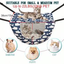 1pc Blue Washable Fluffy Cat Hammock Bed, Suitable For Small And Medium Sized Cats To Sleep In All Seasons - Blue and White - View 3