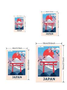 1張日本富士山壁畫建築高塔復古風景海報畫作油畫藝術印刷家居裝飾富士山畫布壁畫客廳臥室牆面裝飾壁畫油畫印刷畫無框畫創意禮物 - 寶藍色 - 查看 2