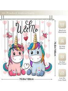 1入組卡通馬淋浴簾或馬桶座套,4入組浴室地墊套裝連防水淋浴簾,附12入組掛鉤