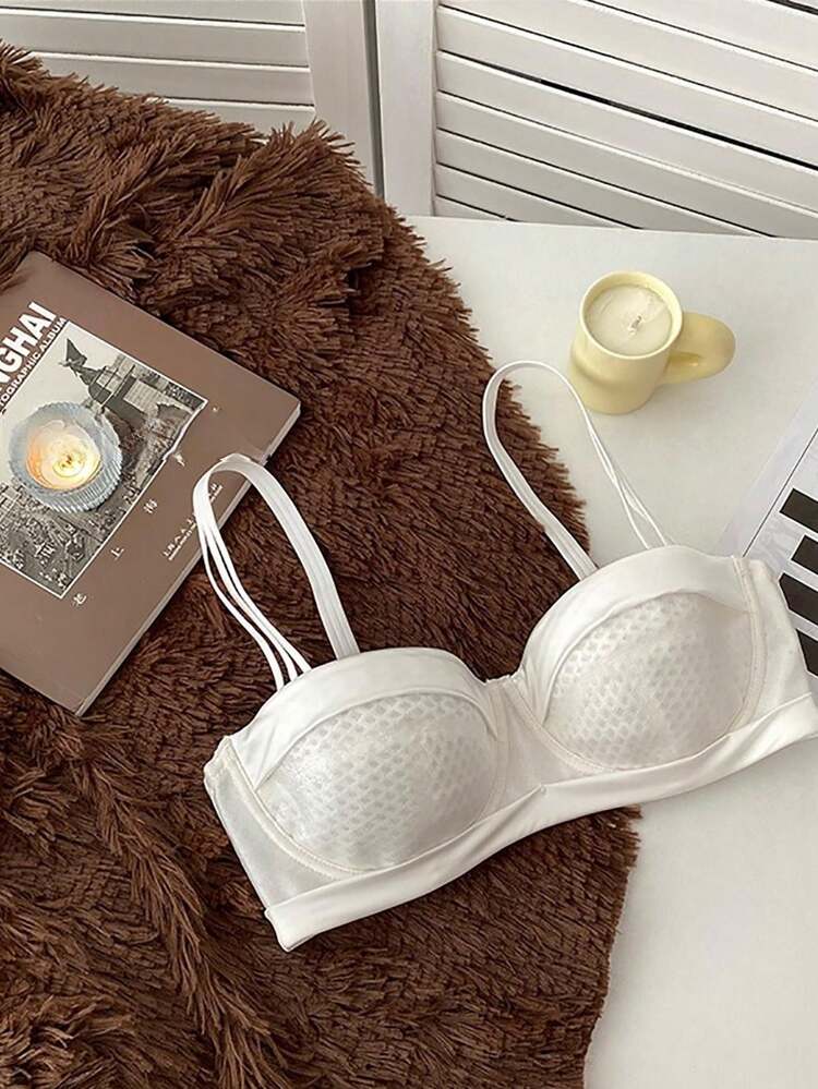 女性大胸薄款內衣,夏季法式半杯,無鋼圈,聚拢,深v內衣 - 白色 - 查看 1