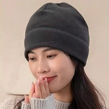 Đồng hồ Mũ Lông cừu Nam Mùa đông Mũ Beanie1pc - Màu xám đen - Xem 8