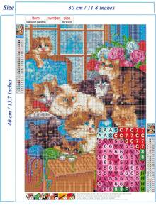 1入組鑽石畫,適合成人初學者使用-成人卡通貓鑽石畫套件,5d寶石畫禮品套裝,家居牆壁裝飾貓套裝(30*40cm)