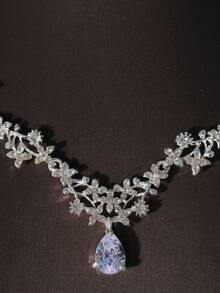 1套組女士經典水晶皇冠、項鍊和耳環新娘珠寶套裝,適用於婚禮、新娘派對和其他正式場合