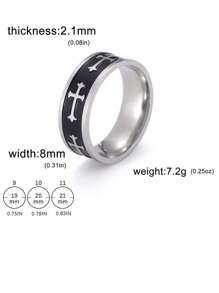 1pc Men's Gothic Stainless Steel Spider Web & Skull & Cross Ring For Punk Party, Halloween Gift - Silver - View 25
