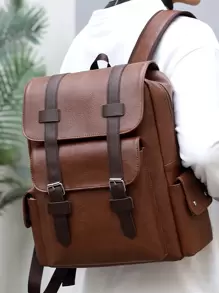 14.7inch Laptop Backpack Large Capacity Rucksack Teenagers Boys Men PU Leather Backpacks Male Schoolbag Vintage Vacation Sport Waterproof Portable Flap Backpack Laptop Bag Casual Backpack Men Hiking Student Back To School Beach Bag Valentine Gifts Vintage Laptop Case The Sporty Life Gift Bag Pack Travel Must Haves Large Bag Spring Vintage Bags School Supplies School Backpack Office Accessories Retro Bag Work Backpack