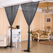 Decorative Door String Curtains Window Room Divider Wall Panel Tassels Screen Blinds Home Patio Bedroom - 黑色 - 查看 3