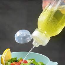 1pc Kitchen Plastic Squeeze Oil Bottle With Nozzle, Condiment & Sauce Dispenser, Vinegar Dosing Bottle - Clear - View 3