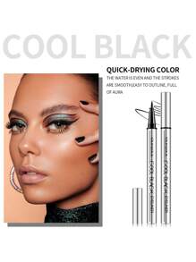 YANQINA 防水眼線筆4D蠶絲纖維苗條眼線帶平滑速乾液體眼線眼妝工具 - 黑色 - 查看 3