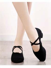 黑色芭蕾舞鞋女老師舞臺訓練鞋柔軟鞋底拖鞋瑜珈練習鞋女孩爵士舞表演鞋,尺寸34至41