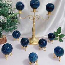 1個藍色萊茵石紫色萊茵石天然石英水晶球萊茵石球抛光按摩靈氣治療精美房間裝飾礦石紀念品禮物 - 1件隨機 - 查看 6