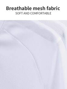 Men Reflective Detail Raglan Sleeve Sports Tee Gym Clothes Men - White - View 7