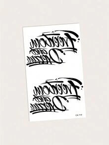 1pc Waterproof And Sweatproof Temporary Tattoo Sticker, Made Of Pvc Material, With Personalized English Phrase Pattern, Suitable For Fashion Leader In Daily Life - Black - View 4
