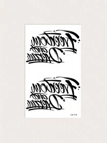 1pc Waterproof And Sweatproof Temporary Tattoo Sticker, Made Of Pvc Material, With Personalized English Phrase Pattern, Suitable For Fashion Leader In Daily Life - Black - View 3