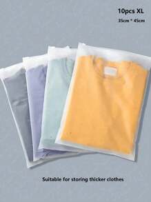 10个装衬衫包装袋套装，密封聚酯塑料袋，带透气孔和哑光拉链 - 非常适合存放衣物、牛仔裤、长裤、T恤和旅行用品（XL码），也可用作学校收纳袋、教师收纳袋、学生背包套装 - 無色 - 查看 2