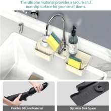 Silicone Faucet Splash Guard Kitchen Sink Splash Guard Faucet Water Catcher Tray - Beige - View 3