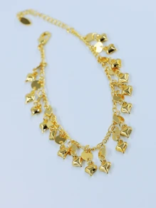 Laminated Gold Anklets With Pendant
