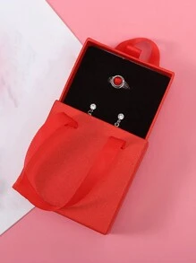 1個便攜式珠寶盒,配有抽屜,適用於耳環,戒指,吊墜包裝和禮物贈送 - 粉色 - 查看 3