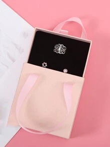 1個便攜式珠寶盒,配有抽屜,適用於耳環,戒指,吊墜包裝和禮物贈送 - 粉色 - 查看 7