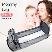 便攜式折疊嬰兒尿布包多功能雙肩媽咪包,20l - 灰色 - 查看 2