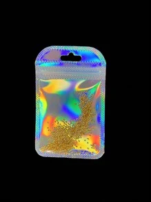 50pcs Rainbow Packing Bag Translucent Self Seal Pouches Iridescent Laser Zipper Bags For Glitter Charms Jewelry Earring Packaging